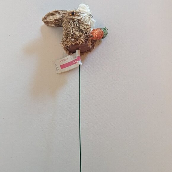 NWT Cute Sisal Bunny Rabbit w Carrot Plant Pick Fall Home Decor Michaels Ashland - Picture 3 of 7